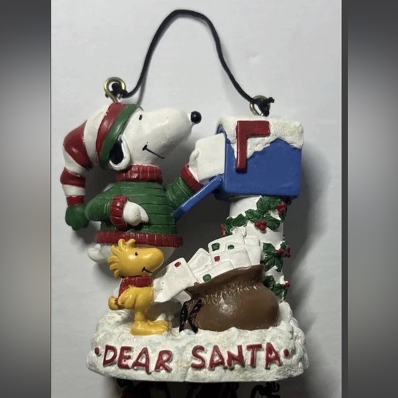 Vintage Peanuts Snoopy & Woodstock Christmas Mini Wind Chime Hand Painted 1996 - Picture 3 of 6